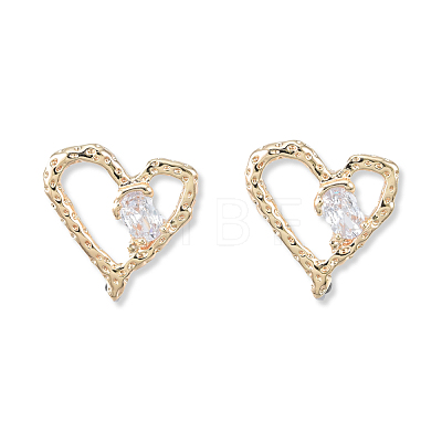 Clear Cubic Zirconia Heart Stud Earrings EJEW-N012-51LG-A-1