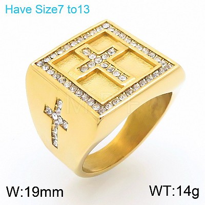 304 Stainless Steel Cubic Zirconia Finger Rings for Men FS-WG9BEFD-07-1