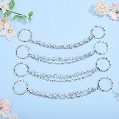 4Pcs Handmade Polymer Clay Rhinestone Bead with 304 Stainless Steel Curb Chain Boot Strap Chains HJEW-HY00194-1