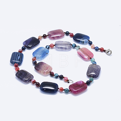 Natural Agate Beaded Necklaces NJEW-K107-22-1