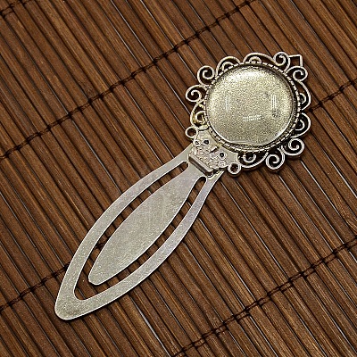 20mm Clear Domed Glass Cabochon Cover for Antique Silver DIY Alloy Portrait Bookmark Making DIY-X0125-AS-NR-1