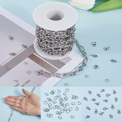 304 Stainless Steel Figaro Chains Chains FIND-SC0012-50C-P-1