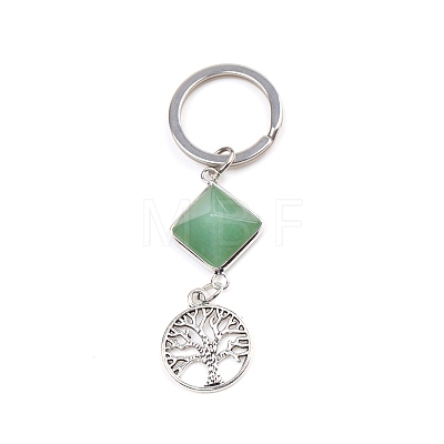 Natural Green Aventurine Pyramid Detachable Pendant Keychain PW-WG20082-03-1