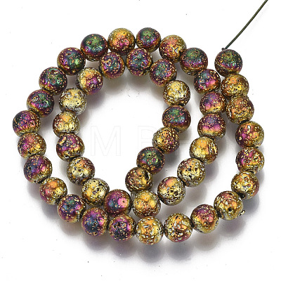 Electroplated Natural Lava Rock Beads Strands G-S352-30C-07-1