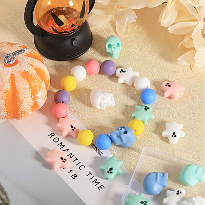 CHGCRAFT 24Pcs 6 Style Halloween Silicone Beads SIL-CA0002-83-1