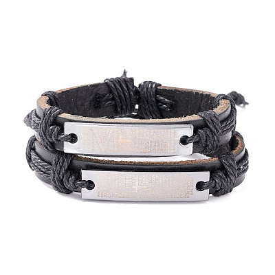 Leather Cord Bracelet for Men Women BJEW-C005-01A-1