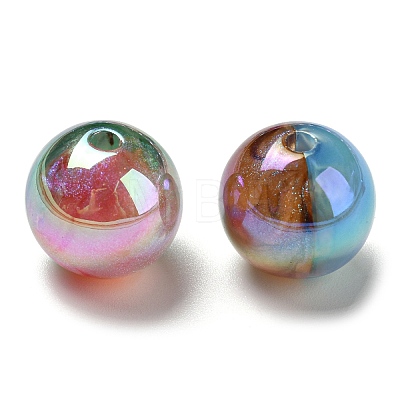 UV Plating Rainbow Iridescent Opaque Acrylic Beads MACR-D081-14-1