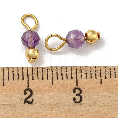 Natural Amethyst Faceted Round Charms PALLOY-NH00004-1