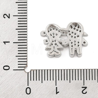 Brass Micro Pave Cubic Zirconia Slide Charms ZIRC-I068-25P-1