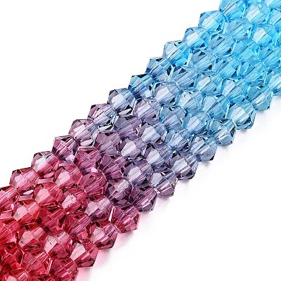 Gradient Color Baking Painted Glass Bead Strands DGLA-A039-T6mm-A017-1