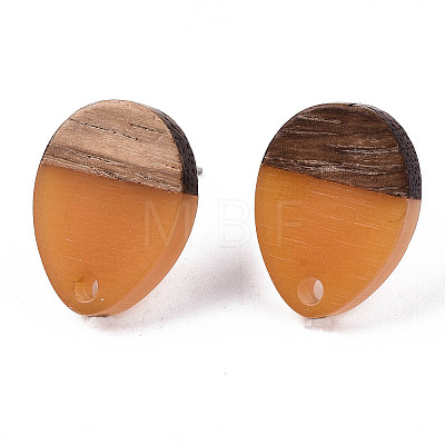 Resin & Walnut Wood Stud Earring Findings MAK-N032-006A-A03-1