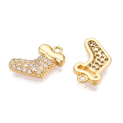 Christmas Theme Brass Micro Pave Clear Cubic Zirconia Charms KK-T073-17G-1