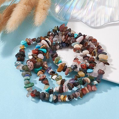 Natural & Synthetic Mixed Gemstone Beads Strands G-YW0001-47-1