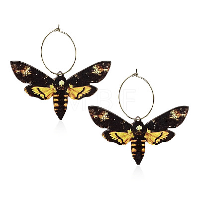 Butterfly Alloy Acrylic Hoop Earrings FS-WG09DCE-05-1