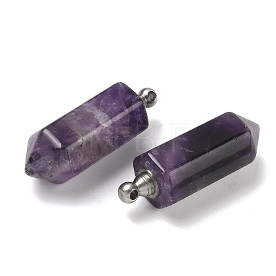 Natural Amethyst Perfume Bottle Pendants G-H332-09P-03-1