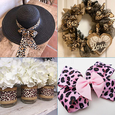 Leopard Printed Grosgrain Ribbons OCOR-TA0001-22B-1