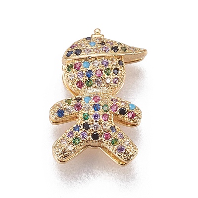 Brass Micro Pave Cubic Zirconia Slide Charms ZIRC-F099-21G-1