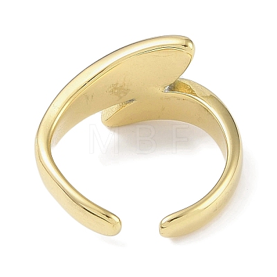 Leaf 304 Stainless Steel Rhinestone Cuff Ring for Women RJEW-C099-03G-01-1