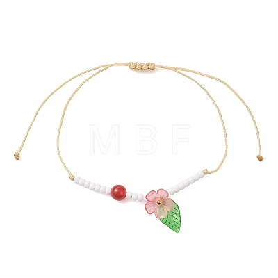 6Pcs Floral & Leaf Natural Amethyst & Carnelian & Dyed Yellow Jade & Green Aventurine & Synthetic Green Turquoise & Glass Seed Beaded Bracelets BJEW-MZ00312-1
