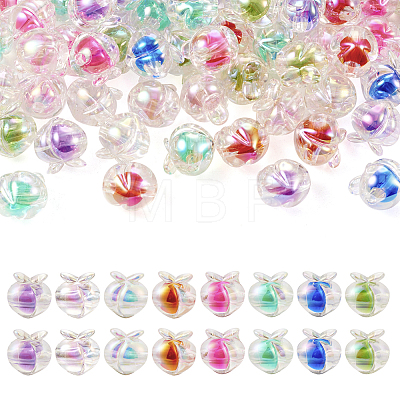  64Pcs 8 Colors UV Plating Rainbow Iridescent Acrylic Beads OACR-TA0001-20-1
