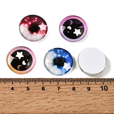 Printed Transparent Glass Cabochons GL-CBAA22A-17-1