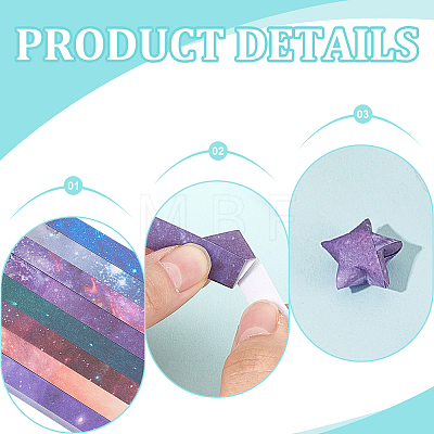 8 Colors Luminous Lucky Star Origami Paper DIY-WH0542-15E-1