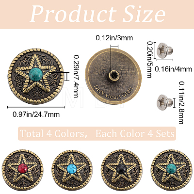 Gorgecraft 16 Sets 4 Colors Alloy Buttons FIND-GF0006-23-1