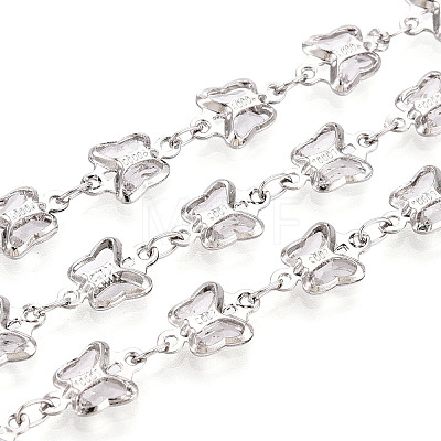 Brass Glass Butterfly Charm Link Chains CHC-T018-11B-P-1