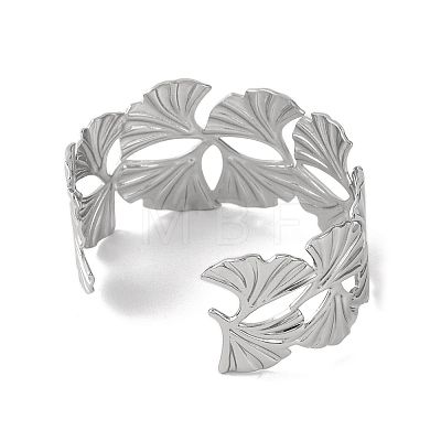 Ginkgo 304 Stainless Steel Cuff Bangles for Women BJEW-B104-15P-1