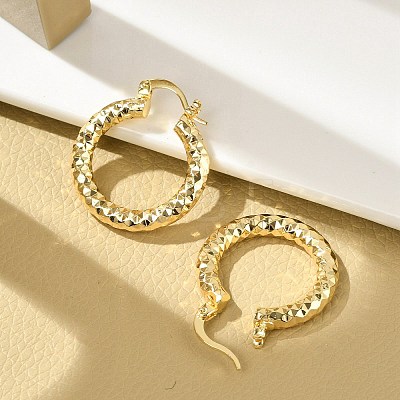 Brass Two Tone Hoop Earrings EJEW-B117-06C-G-1