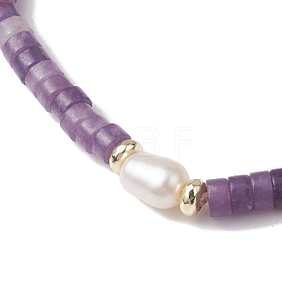 Natural Lepidolite and Pearl Beads Btacelets BJEW-JB10681-02-1
