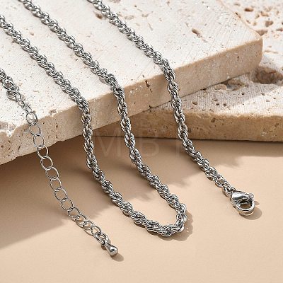 3mm Brass Rope Chain Necklaces for Men Women NJEW-G160-10P-1