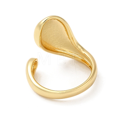 Rack Plating Brass Blank Teardrop Open Cuff Rings RJEW-E290-03G-1