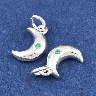 925 Sterling Silver Pave Green Cubic Zirconia Charms STER-A049-08E-S-1