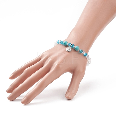 6Pcs 6 Style Synthetic Turquoise & Glass Beaded Stretch Bracelets Set BJEW-JB08995-1