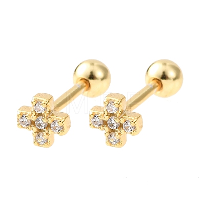Cross 925 Sterling Silver Micro Pave Clear Cubic Zirconia Stud Earrings EJEW-K317-11G-1