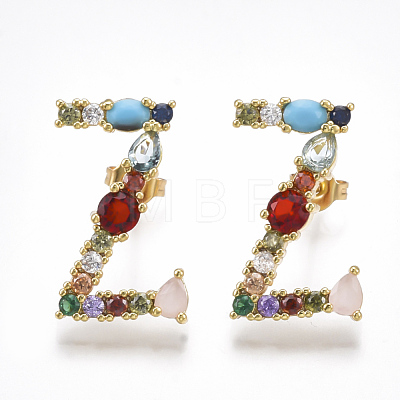(Jewelry Parties Factory Sale)Brass Micro Pave Cubic Zirconia Ear Studs EJEW-S201-41Z-1