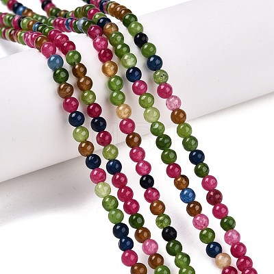 Dyed Natural White Jade Beads Strands G-T140-4mm-A15-1