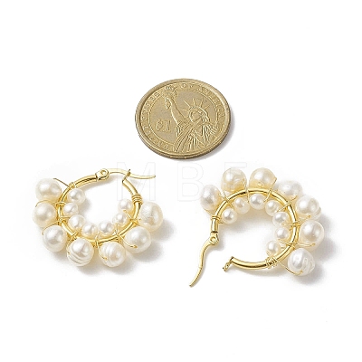 Natural Pearl Beaded Hoop Earrings EJEW-JE05168-01-1