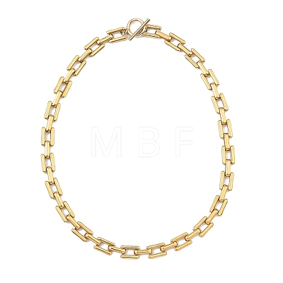 8MM 304 Stainless Steel Rectangle Link Chain Necklaces for Men Women NJEW-JN06084-1