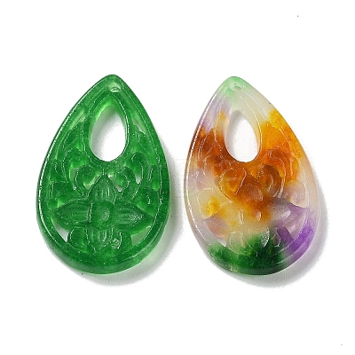 Natural White Jade Dyed Engraved Pendants G-Q009-03-1
