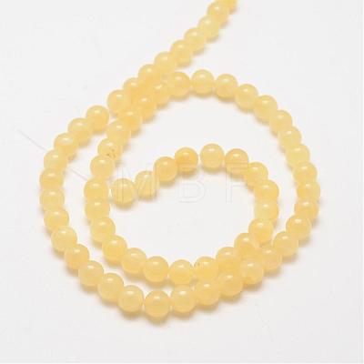 Natural Yellow Jade Bead Strands G-K121-02-8mm-1