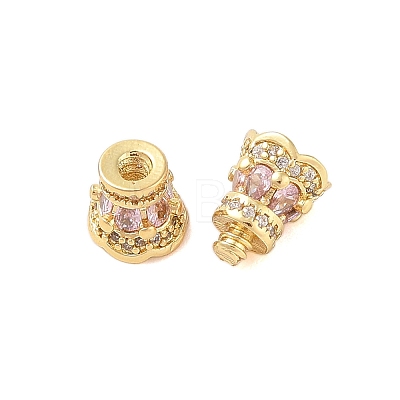 Rack Plating Brass Micro Pave Clear Cubic Zirconia Screw Clasps KK-S384-25G-01-1