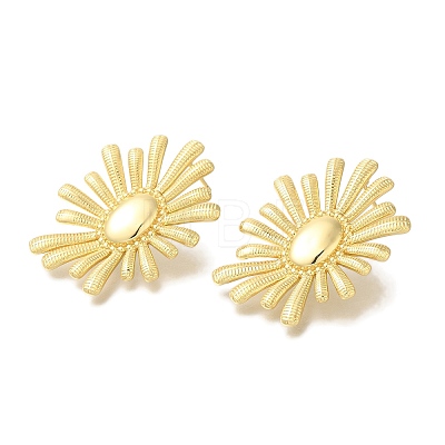 Rack Plating Flower Brass Stud Earrings EJEW-H016-32G-1