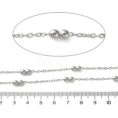 304 Stainless Steel Cable Chains with Beads CHS-F020-10P-1