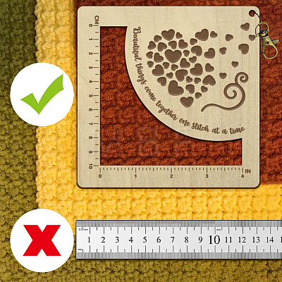 Wooden Square Frame Crochet Ruler DIY-WH0537-001-1