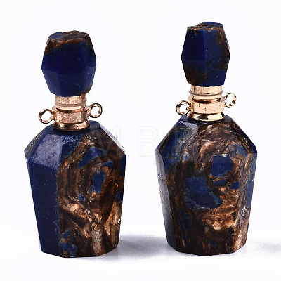 Assembled Synthetic Bronzite and Lapis Lazuli Openable Perfume Bottle Pendants G-S366-058A-1