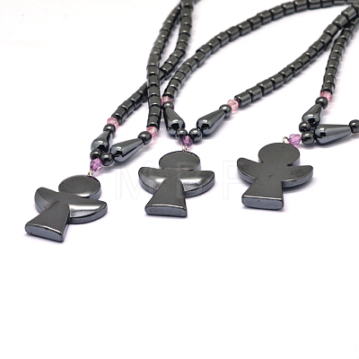 Valentines Day Gift for Boyfriend Non-Magnetic Synthetic Hematite Necklaces NJEW-E002-34-1