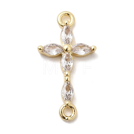 Brass Pave Clear Cubic Zirconia Connector Charms KK-H529-39C-G-1