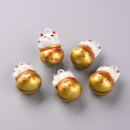 Baking Paint Brass Bell Pendants KKB-S002-010E-1